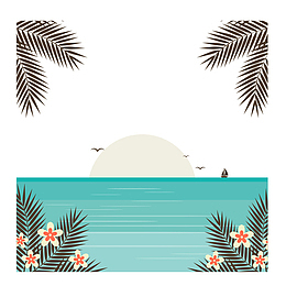 夏天海滩度假卡通矢量素材