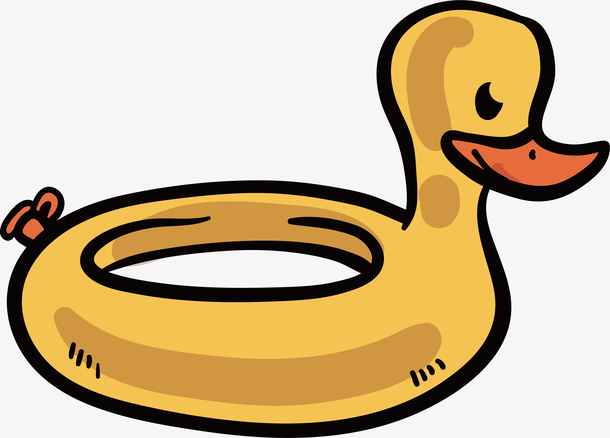 清凉夏日手绘卡通游泳圈矢量素材