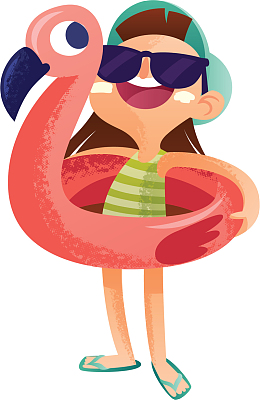 套着游泳圈的可爱孩子