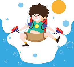 夏天滋水枪大战男孩