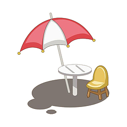 遮阳伞下的休息区