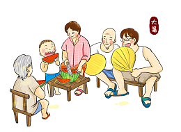 二十四节气大暑乘凉吃西瓜banner
