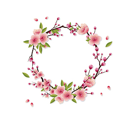 卡通小清新的桃花装饰边框