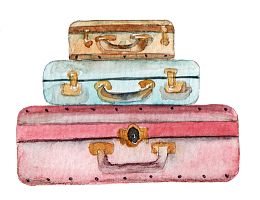 手绘创意行李箱免抠图