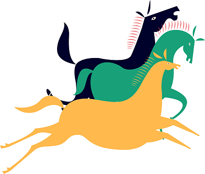 手绘小清新骏马插画图案