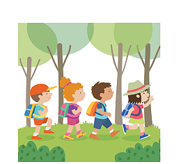 夏天丛林探险的孩子