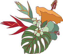 小清新夏日芭蕉叶花丛