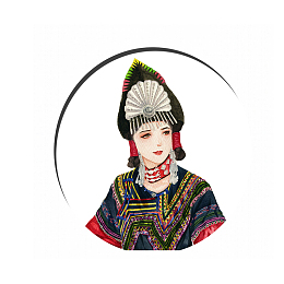 手绘唯美少数民族服饰美女插画免