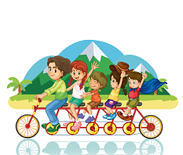 卡通欢乐亲子游插画