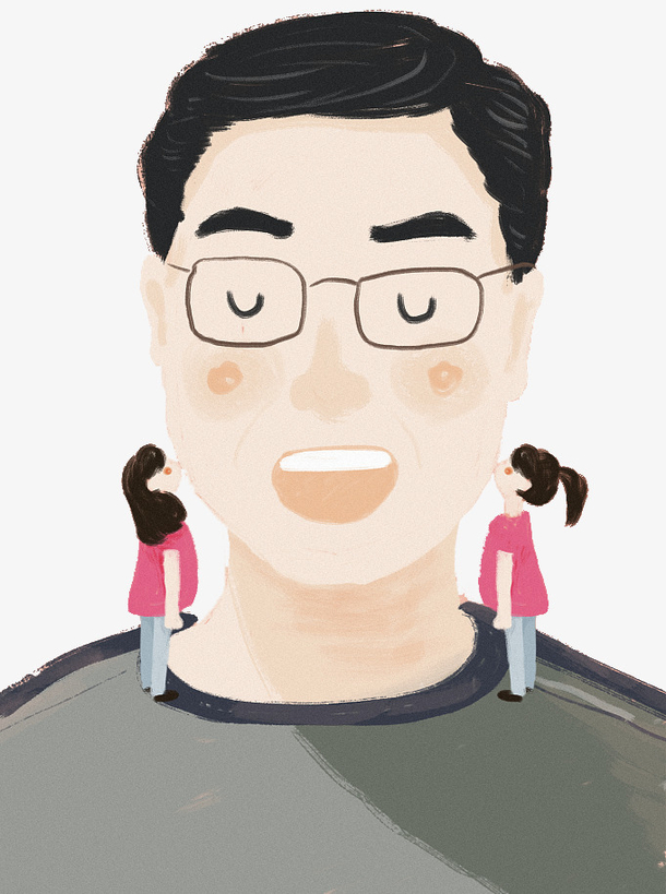 手绘装饰插图父亲节插画亲吻爸爸