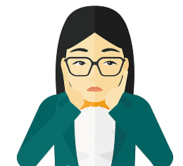 矢量烦恼的戴眼镜女孩