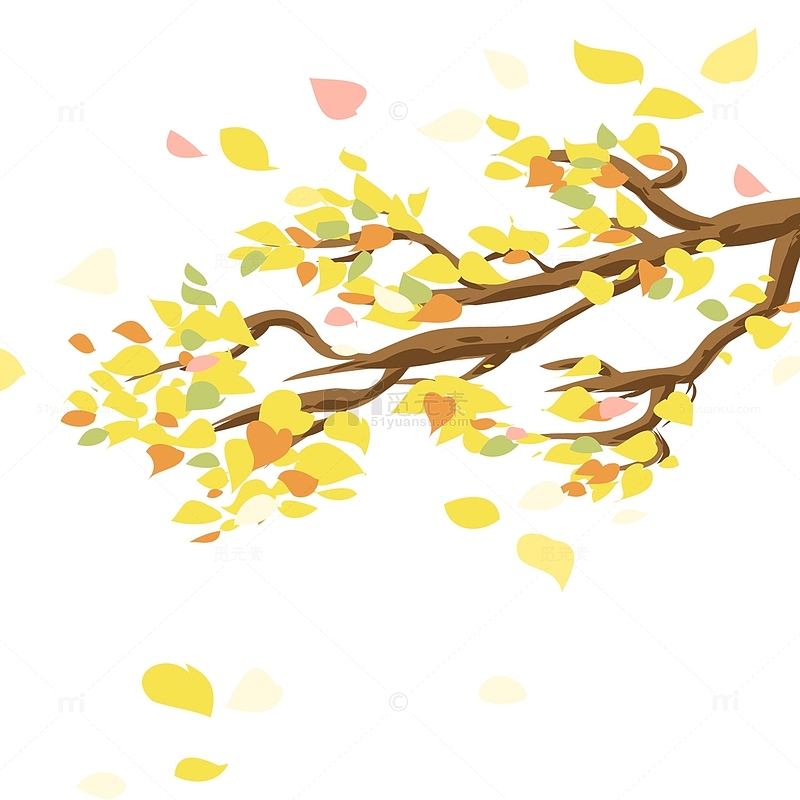 卡通手绘立秋节气树叶