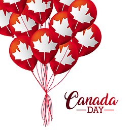 矢量红色加拿大枫叶气球