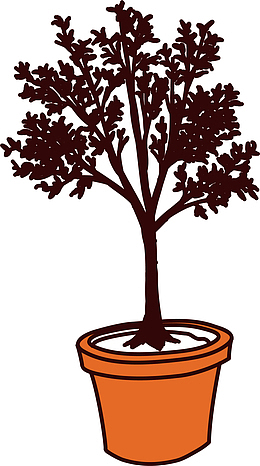 矢量卡通时尚生活红色盆栽花树插