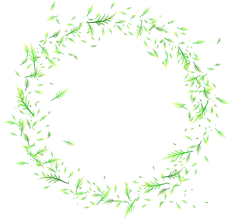 矢量手绘绿色树叶花环