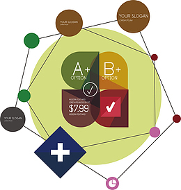 绿色几何图形拼接商务办公图表素