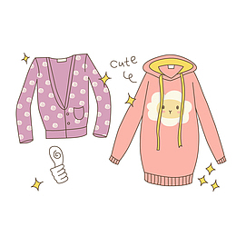 卡通手绘美妆服装元素