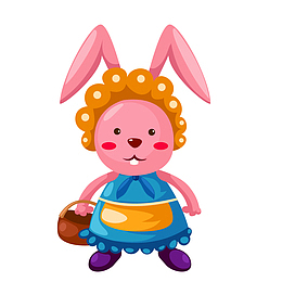 矢量手绘粉色兔子妈妈