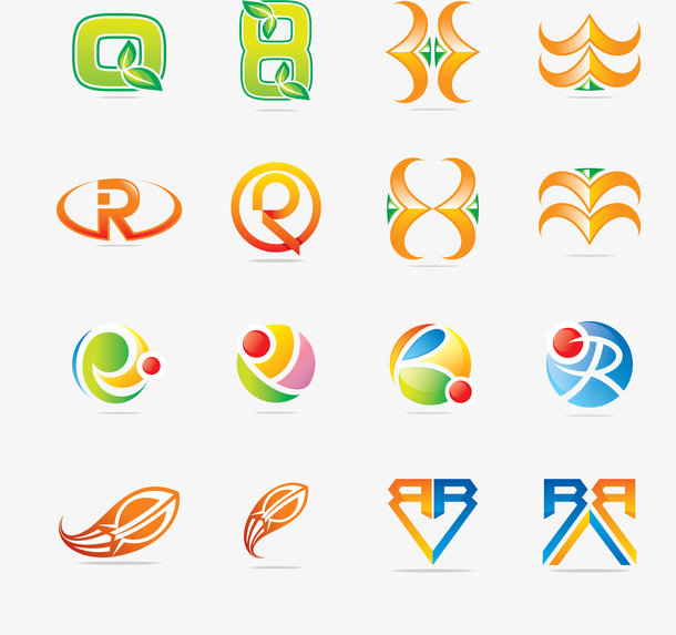 一组时尚logo企业图标设计