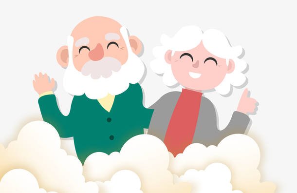 可爱手绘卡通老人