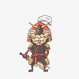 卡通宝刀未劳的古代老者将军