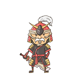 卡通宝刀未劳的古代老者将军