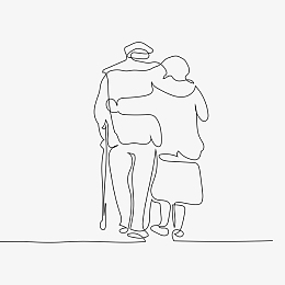 线条老人背影简笔画