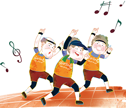 卡通跳广场舞的老人们