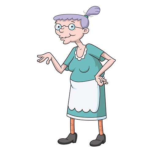 手绘戴眼镜的老婆婆免抠