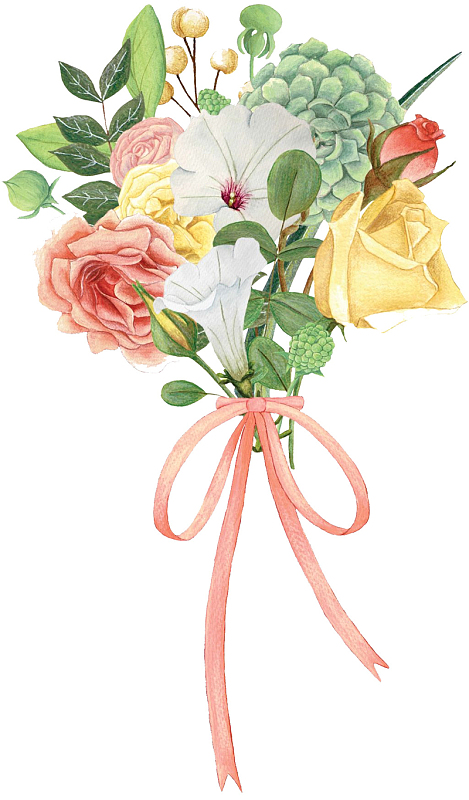 卡通手绘美丽的花束