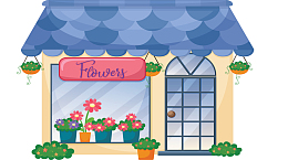 卡通美丽鲜花花店