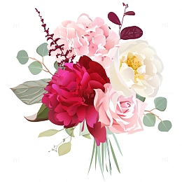 婚礼手捧花矢量插画