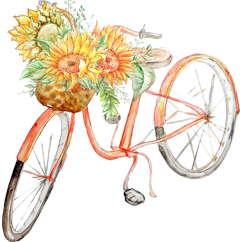 手绘创意自行车免抠图
