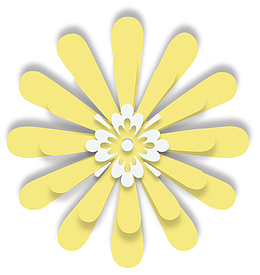 微立体剪纸花卉元素