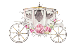 手绘粉色的花车免抠