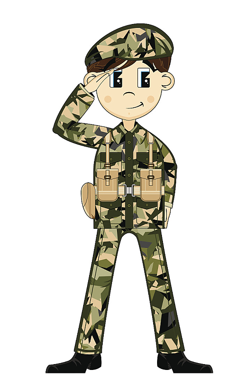 军训服装-迷彩服png矢量手绘红色英国军人玩具epspng卡通军人站岗免