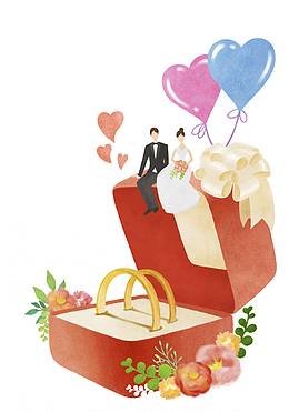 结婚主题卡通插画