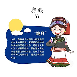 卡通彝族少女介绍跳月插画免抠