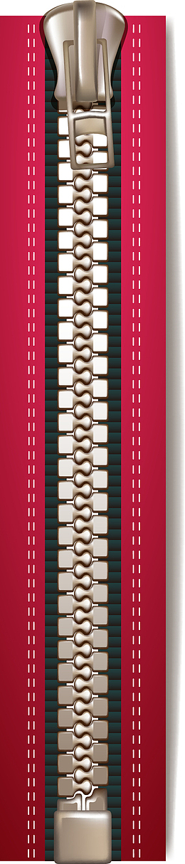 红色矢量拉链素材