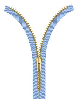 蓝色服装拉链齿轮图