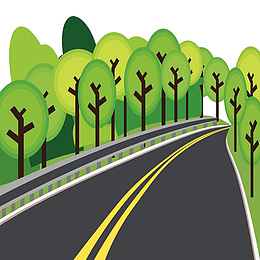 手绘矢量森林公路