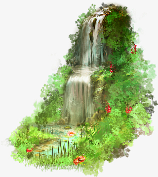 手绘浪漫高山流水