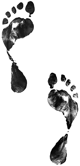 黑色笔墨脚印素材