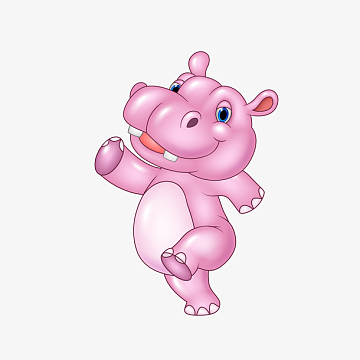 卡通快乐的河马动物设计