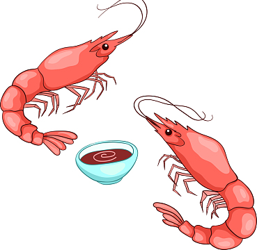 卡通基围虾aipng矢量虾子鱼子png一盘虾子炒菜png醉虾手绘画素材图片