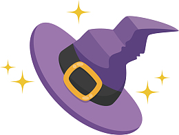 紫色魔法帽子卡通插画