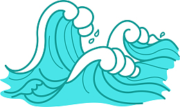 蓝色海洋手绘海浪