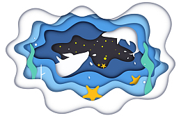 世界海洋日剪纸拼贴风格海洋装饰