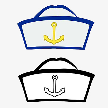 卡通蓝白水手帽子