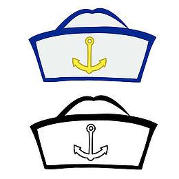 卡通蓝白水手帽子